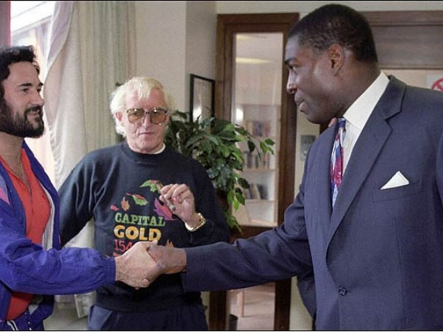 COPYRIGHT UNKNOWN  Peter Sutcliffe  with Jimmy Savile and Frank Bruno.jpeg.jpg